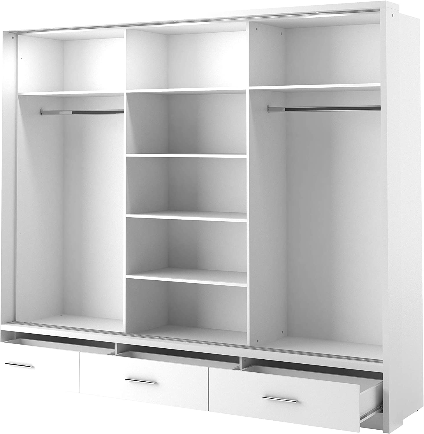 alpha sliding door wardrobe 250cm white front view