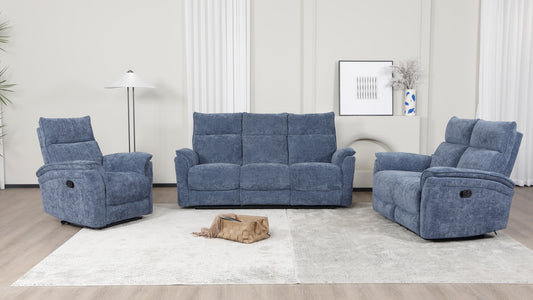Liberty Recliner Sofas - Sky Blue Fabric