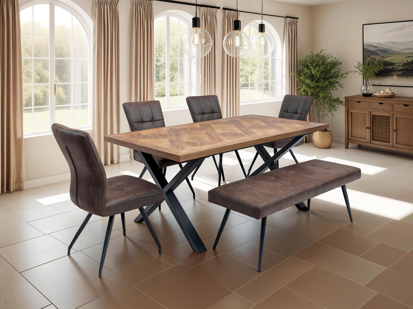 Elmstead 1.8m Medium Elm Veneer Dining Table