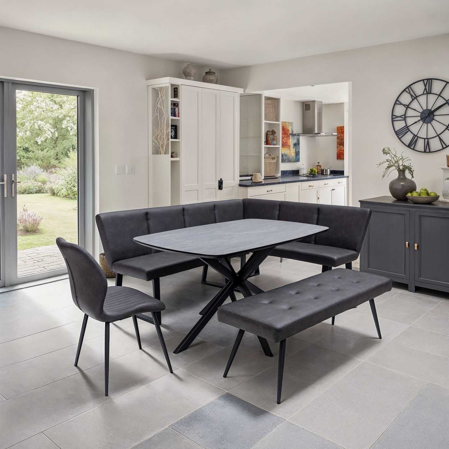 Nero 1.5m Charcoal Stone Dining Table