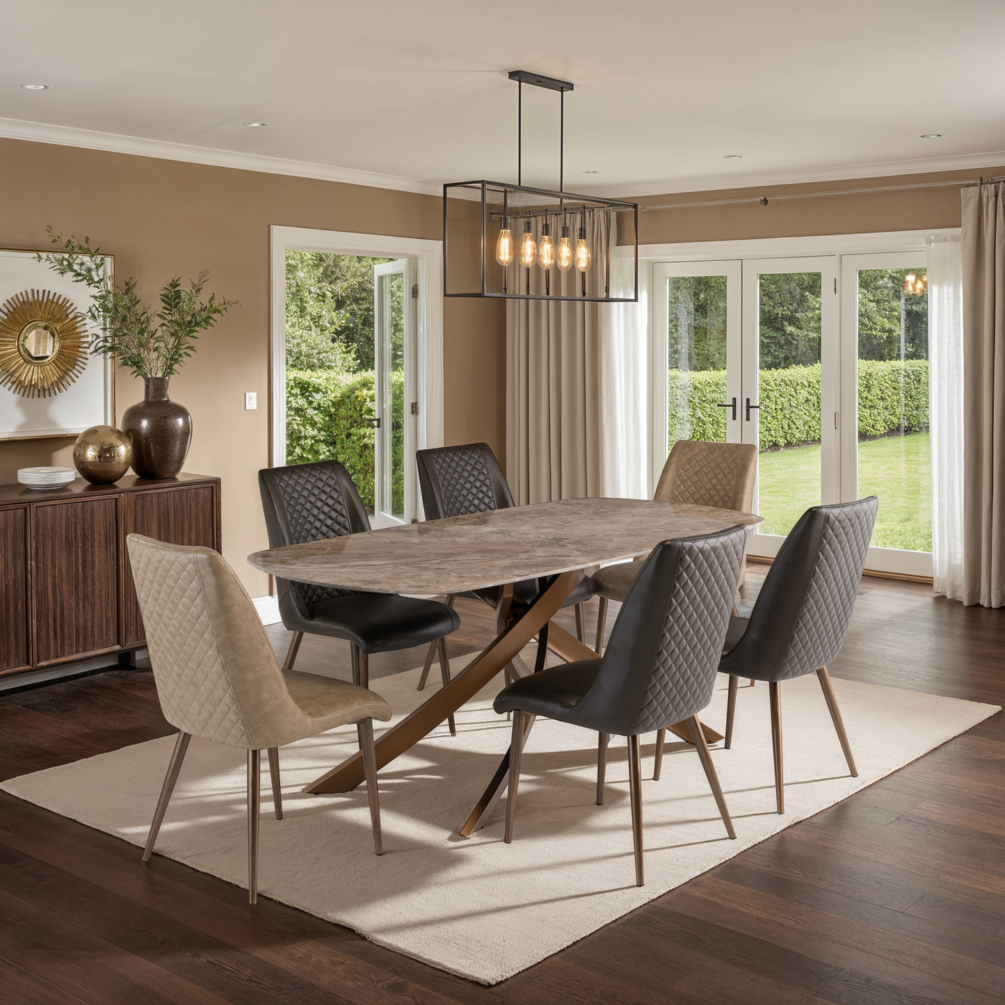 Monaco 1.8m Brown Marble Dining Table