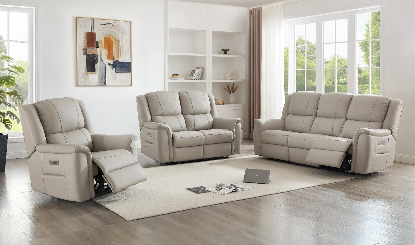 Melbourne Latte Leather Power Recliner Corner Sofas