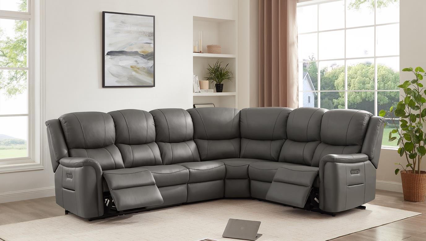 Melbourne Latte Leather Power Recliner Corner Sofas