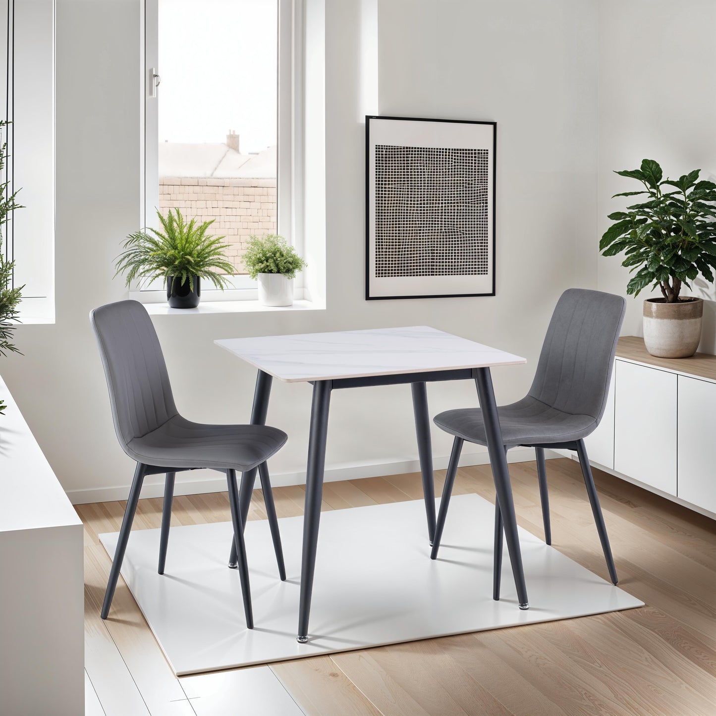 Alba 0.75m Square Snow White Dining Table