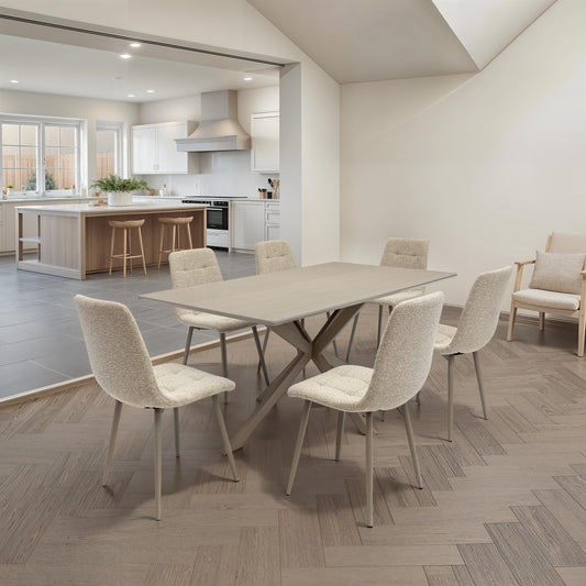 Milano 1.6m Tone Grey Dining Table Set & 6x Milano Dining Chairs