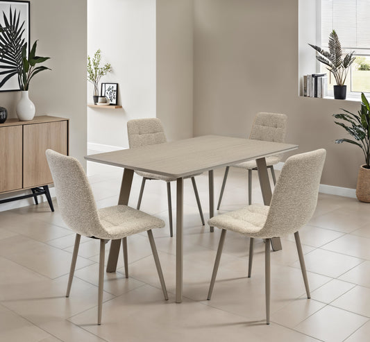 Milano 1.2m Tone Grey Dining Table Set & 4x Milano Dining Chairs