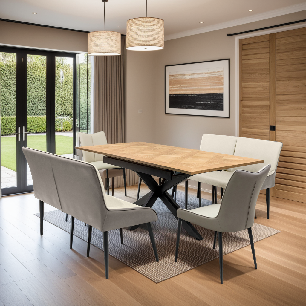 Oakley 1.6m Extending (+40cm) Oak Veneer Dining Table