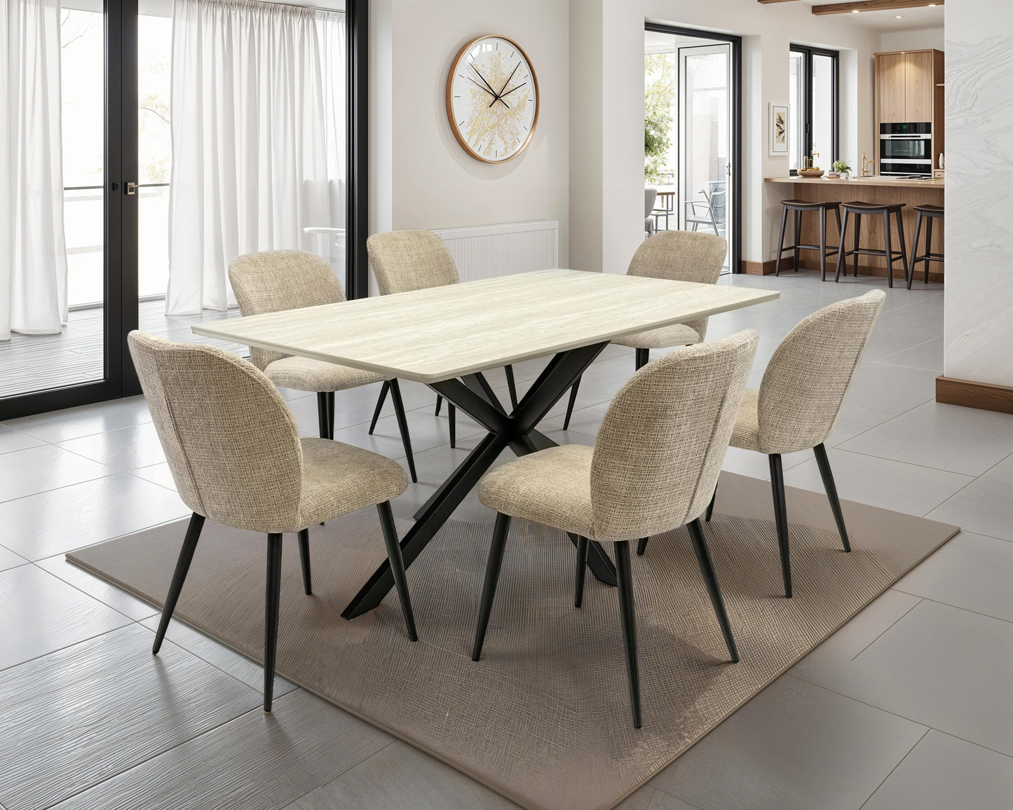 Verona 1.6m Travertine Finish Dining Table