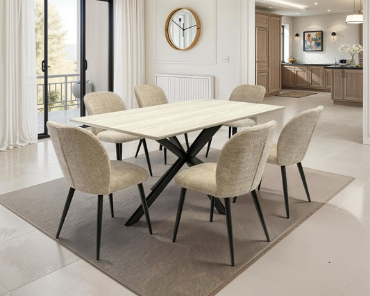Verona 1.6m Travertine Finish Dining Table