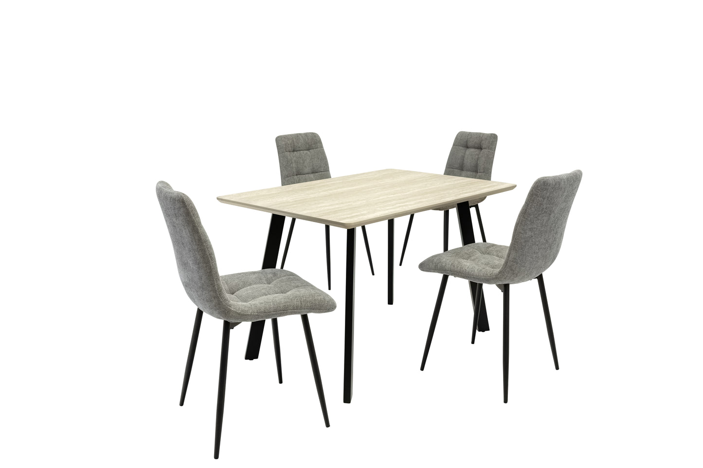 Verona 1.2m Travertine Finish Dining Table Set + Logan Grey Dining Chairs