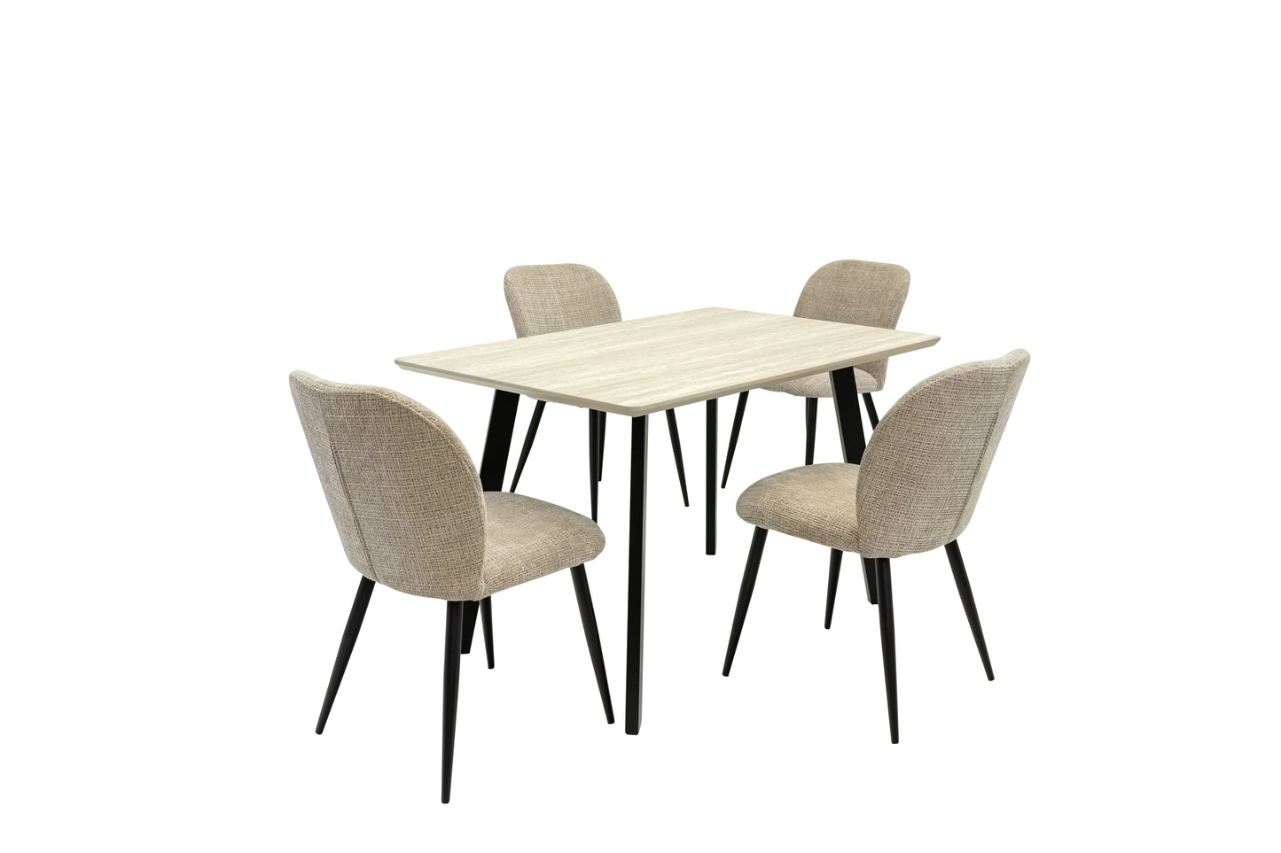 Verona 1.2m Travertine Finish Dining Table Set + Verona Dining Chairs