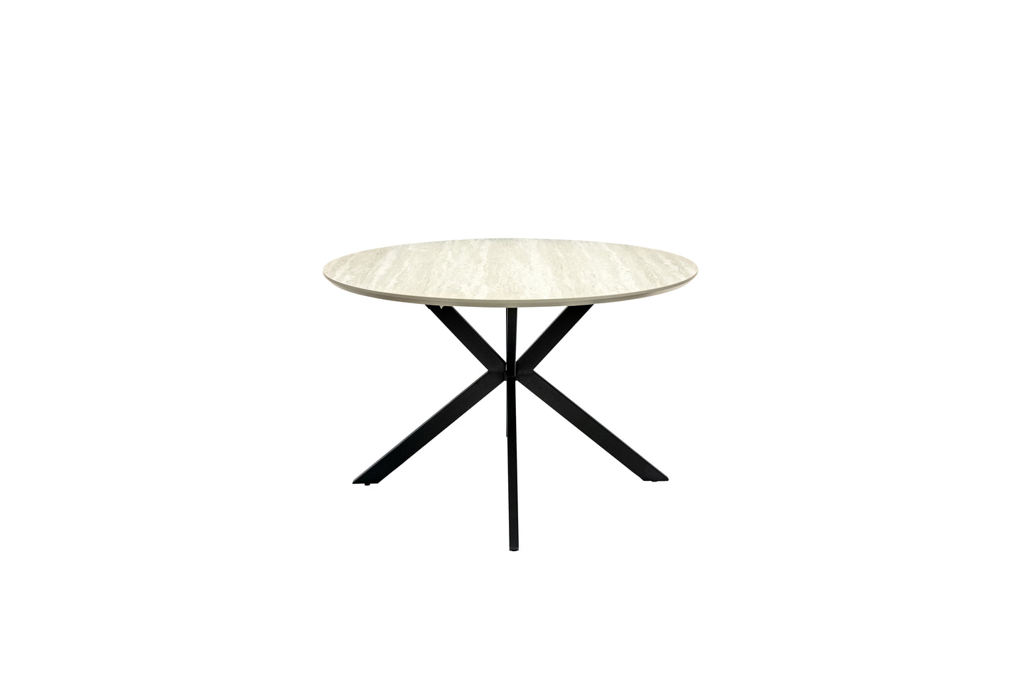 Verona 1.2m Travertine Finish Round Dining Table Set + Verona Chenille Dining Chairs