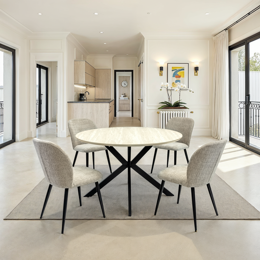 Verona 1.2m Travertine Finish Round Dining Table