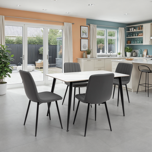 Norway 1.3m Snow White Sintered Stone Dining Table