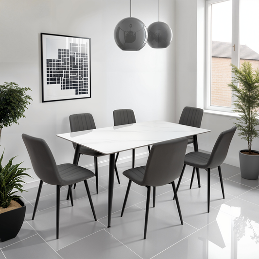 Norway 1.6m Snow White Sintered Stone Dining Table