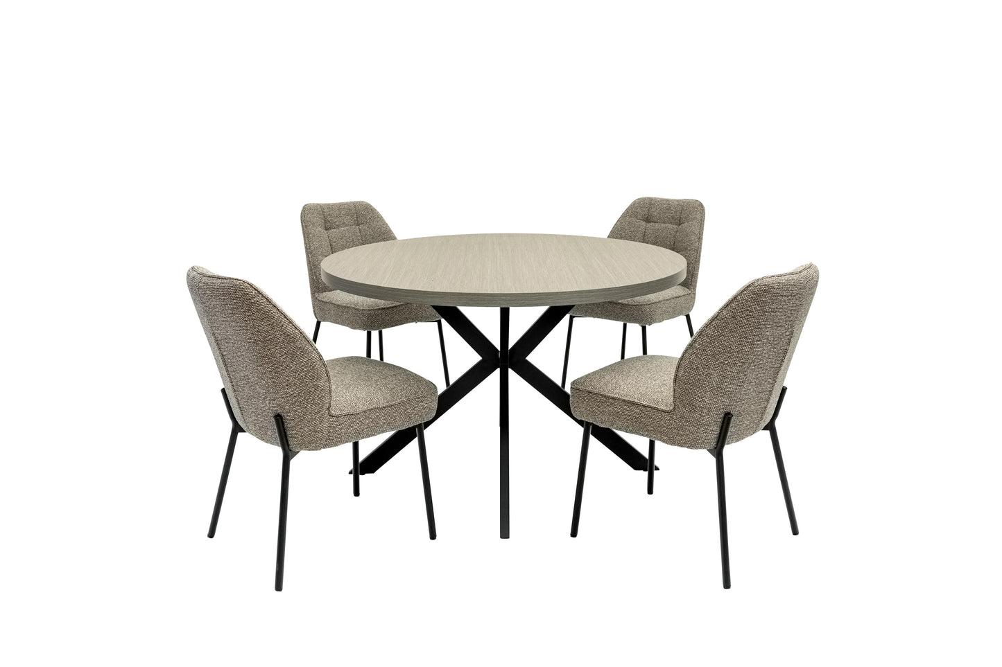 Zurich 1.2m Light Grey Round Dining Table Set + Athens Dining Chairs