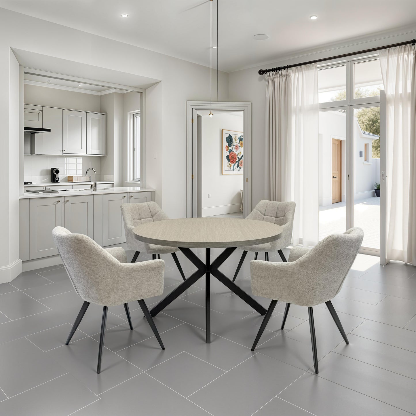 Zurich 1.2m Light Grey Round Dining Table