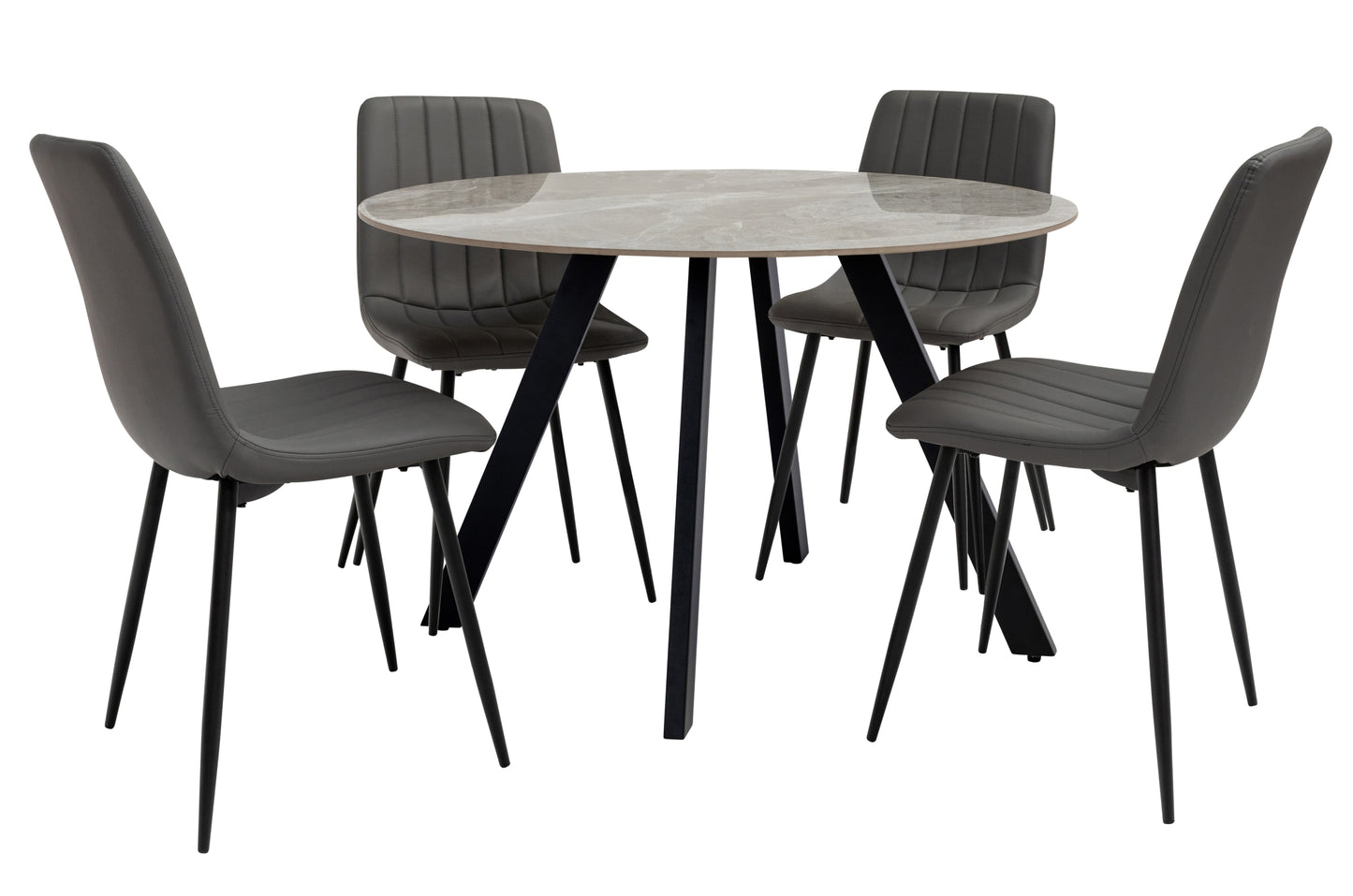Genoa 1.1m Grey Stone Round Dining Table