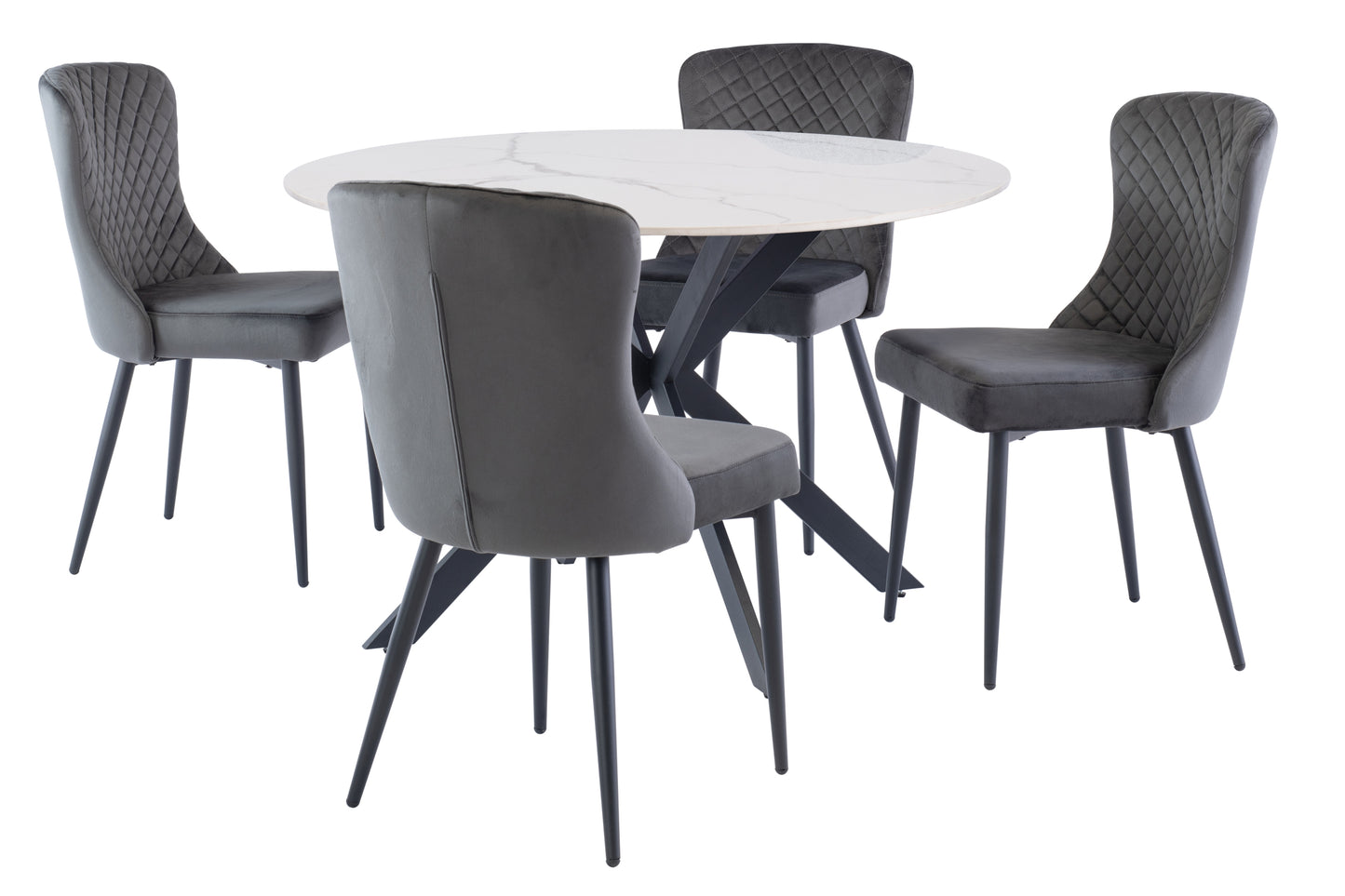 Hermes 1.2m Grey Round Dining Table