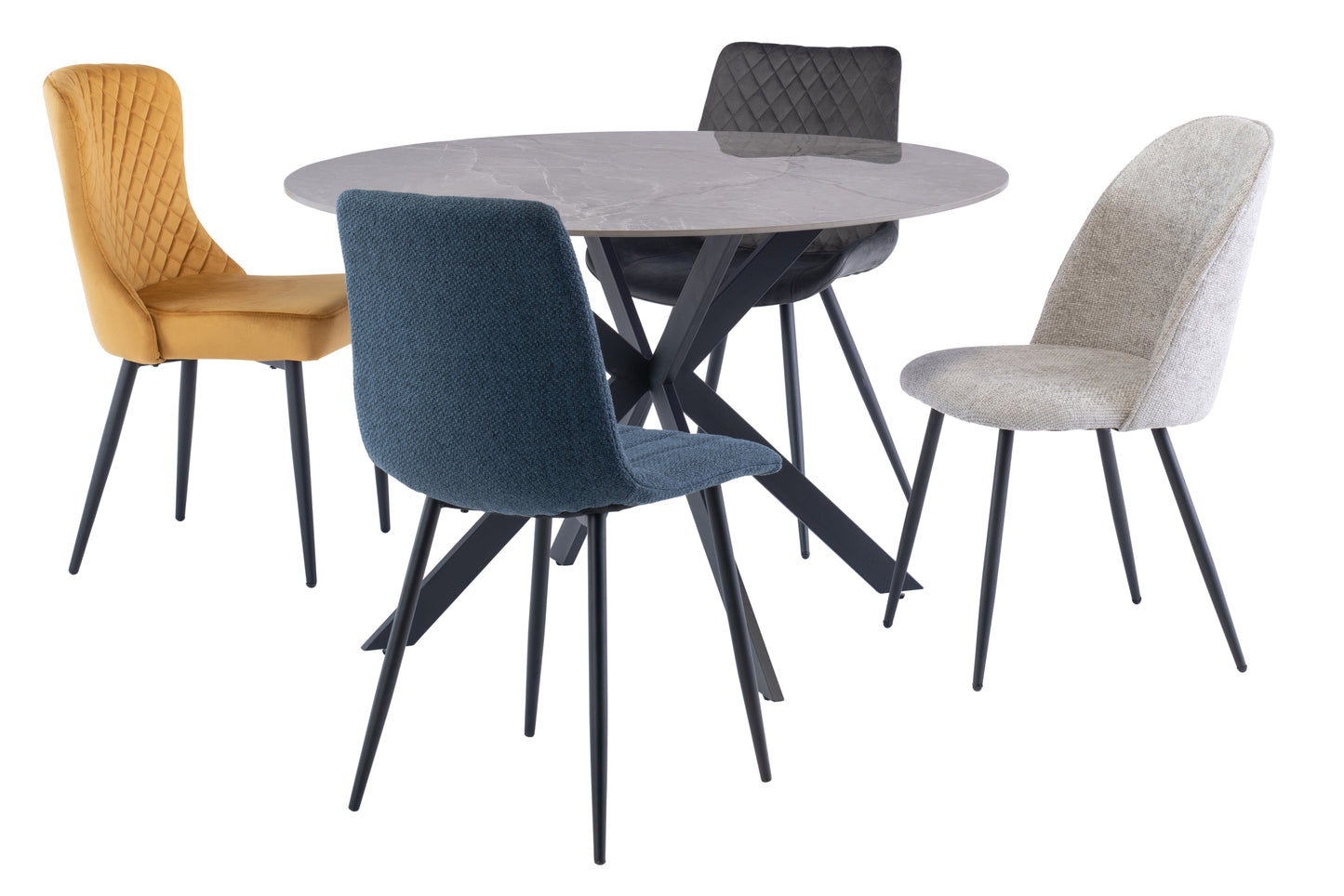 Hermes 1.2m Grey Round Dining Table