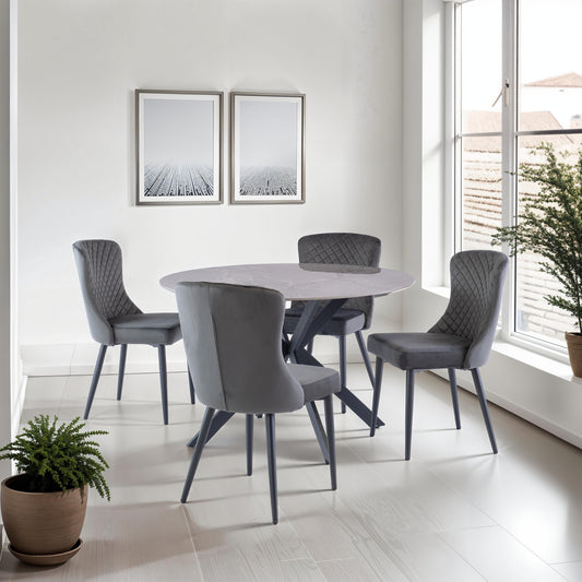 Hermes 1.2m Grey Round Dining Table