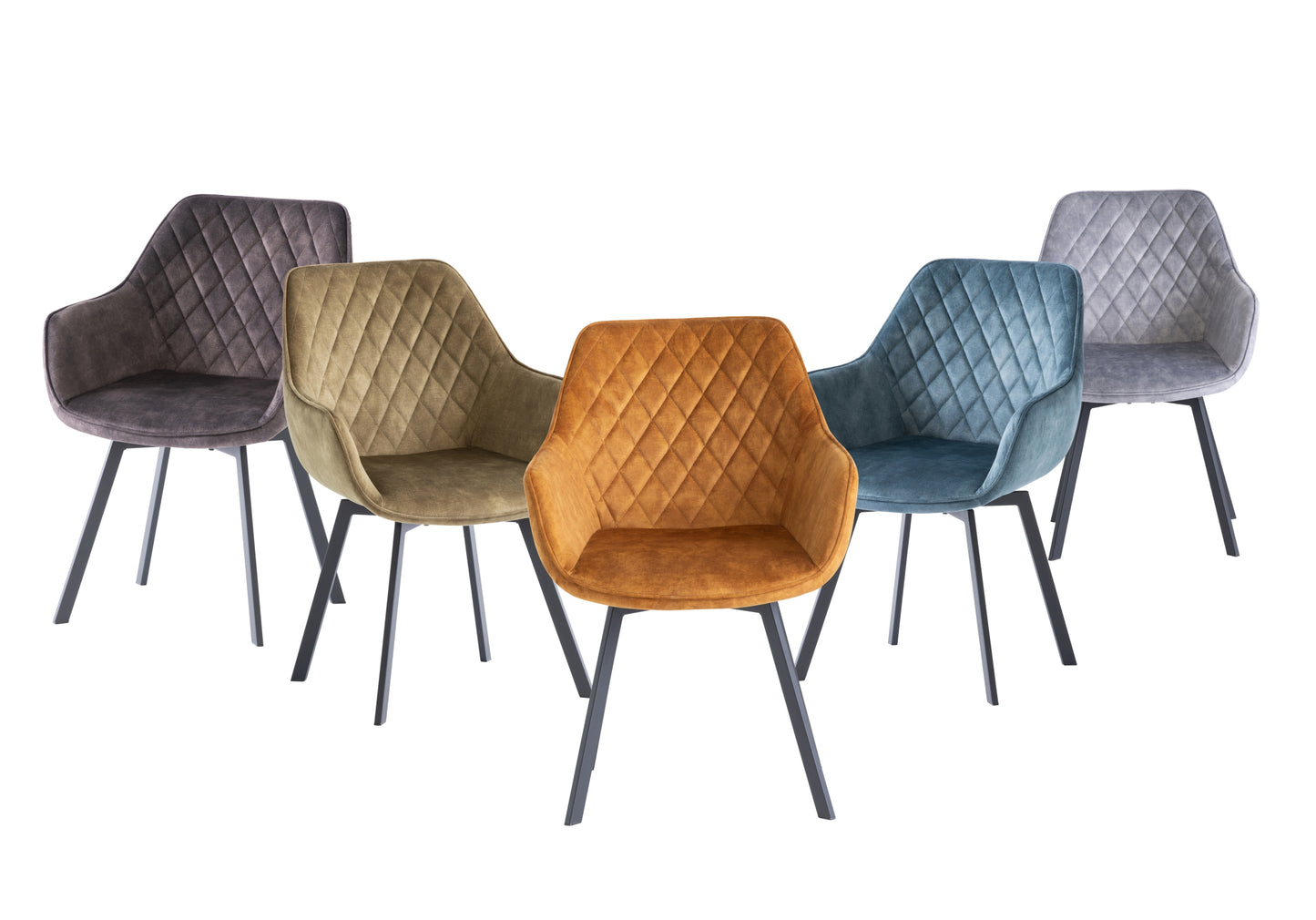 Elmstead 1.8m Medium Elm Veneer Table Set + 6x Orbit Swivel Chairs