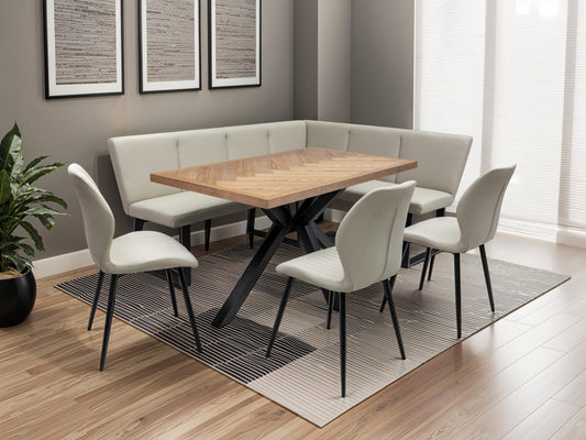 Ashford 1.4m Ash Veneer Dining Table Set + Bench & Dining Chairs